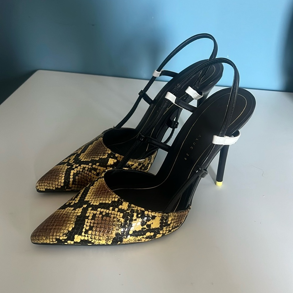 Zara Yellow Snake Skin Heels